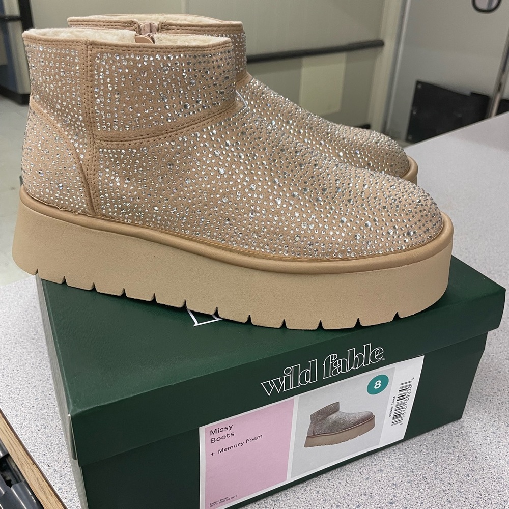 Platform Rhinestone Short Boots